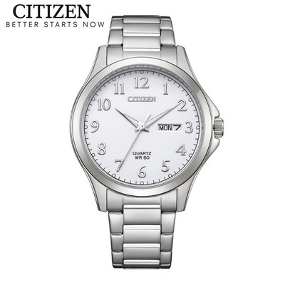 Đồng Hồ Nam Citizen Pin-Quartz Dây Thép Không Gỉ BF2021-82A - Mặt Trắng (41mm)