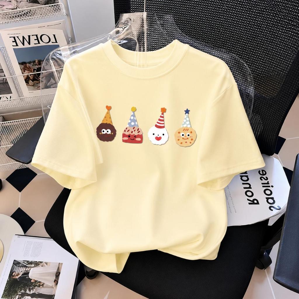 Áo Phông Bé Gái Cộc Tay Hình - Sinh Nhật - Dễ Thương Chất Cotton 12kg-45kg