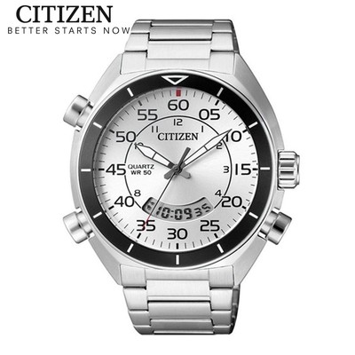 Đồng Hồ Nam Citizen Pin-Quartz Dây Thép Không Gỉ JM5470-58A - Mặt Trắng (44mm)
