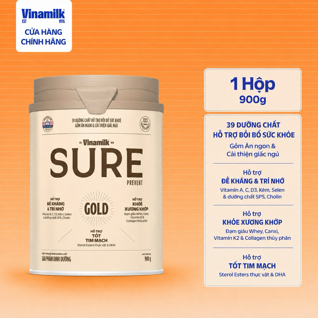 [Chính Hãng] Sữa Bột Vinamilk Sure Prevent Gold Lon 900g