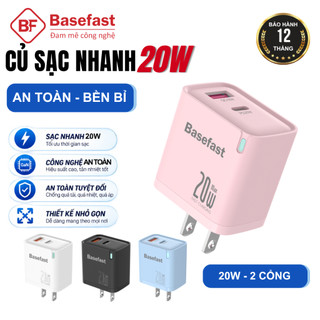 Củ sạc nhanh 20W 2 cổng Basefast Cốc sạc có chống quá tải nhiệt dùng cho ss xiaomi oppo ...