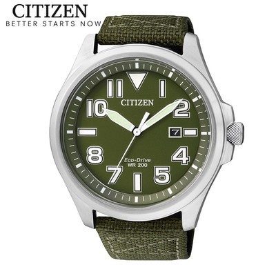 Đồng Hồ Nam Citizen Eco-Drive Dây Vải Nato AW1410-32X - Mặt Xanh (44mm)