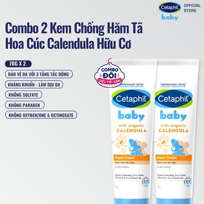 [Hannah x Cetaphil] Combo 2 Kem chống hăm tã dịu lành CETAPHIL BABY DIAPER CREAM CALENDULA 70G