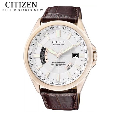 Đồng Hồ Nam Citizen Eco-Drive Radio-Controlled Dây Da CB0018-01A - Mặt Trắng (Sapphire)