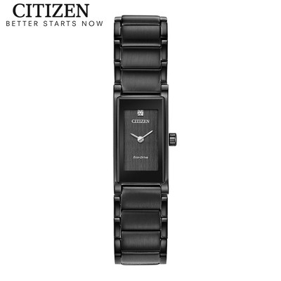 Đồng Hồ Nữ Citizen Eco-Drive Đính Kim Cương Dây Thép Không Gỉ EG7055-51E - Mặt Đen (15x28mm)
