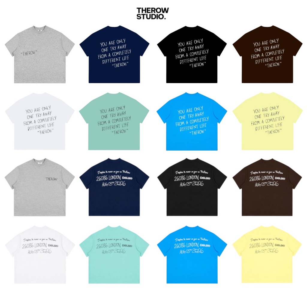 [MỚI] TR14 + TR22 THEROW Áo Thun Boxy Local Brand Tay Ngắn Cotton 250gsm "ON TRY AWAY" Áo Phông Forrm Rộng Unisex Nam Nữ