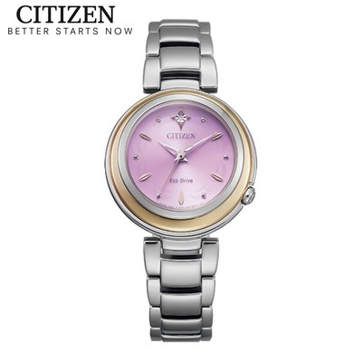 Đồng Hồ Nữ Citizen Eco-Drive Đính Kim Cương Dây Thép Không Gỉ EM0588-81X - Mặt Hồng (Sapphire)