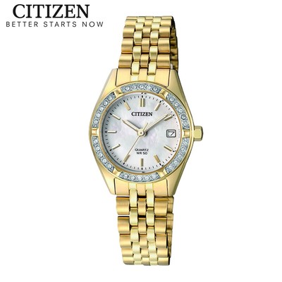 Đồng Hồ Nữ Citizen Pin-Quartz Đính Đá Swarovski Dây Thép Không Gỉ EU6062-50D - Mặt Xà Cừ (26mm)