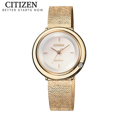 Đồng Hồ Nữ Citizen Eco-Drive Đính Kim Cương Dây Thép Không Gỉ EM0643-84X - Mặt Hồng (Sapphire)