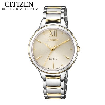 Đồng Hồ Nữ Citizen Eco-Drive Dây Thép Không Gỉ EM0554-82X - Mặt Vàng (Sapphire)