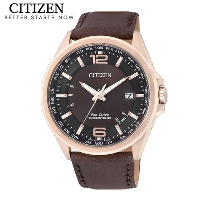 Đồng Hồ Nam Citizen Eco-Drive Radio-Controlled Dây Da CB0018-19W - Mặt Nâu (Sapphire)