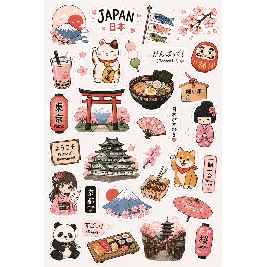 🌸 BỘ STICKER NHẬT KAWAII – STICKER TRANG TRÍ DỄ THƯƠNG 🌸