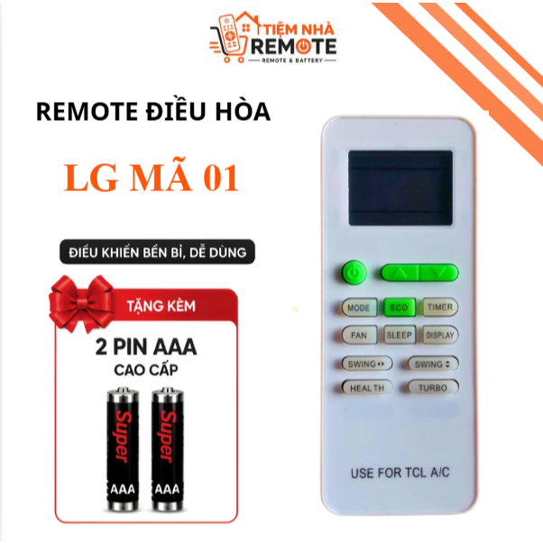 Điều khiển điều hòa TCL mã 01, Remote máy lạnh TCL - Tặng kèm pin - Tiệm Nhà Remote