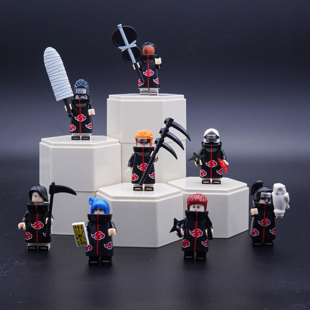 Combo 8 Mô Hình Naruto Akatsuki Mini Lắp Ráp Kiểu Lego Có Phụ Kiện Vũ Khí Đồ Chơi Trưng Bày Nhân Vật