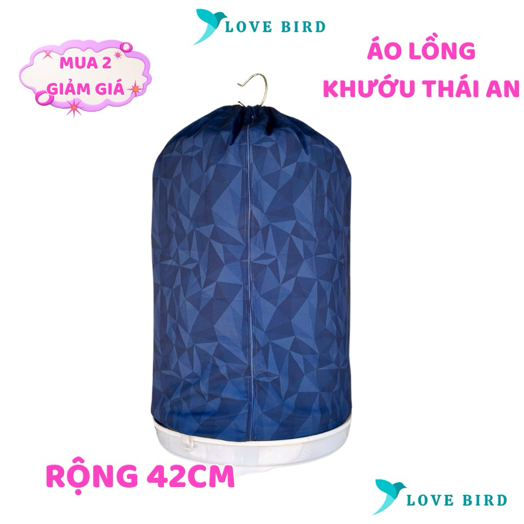 Áo lồng chim khướu,Áo lồng khướu inox đường kính 42cm,cao 65cm,Hoa văn Xanh
