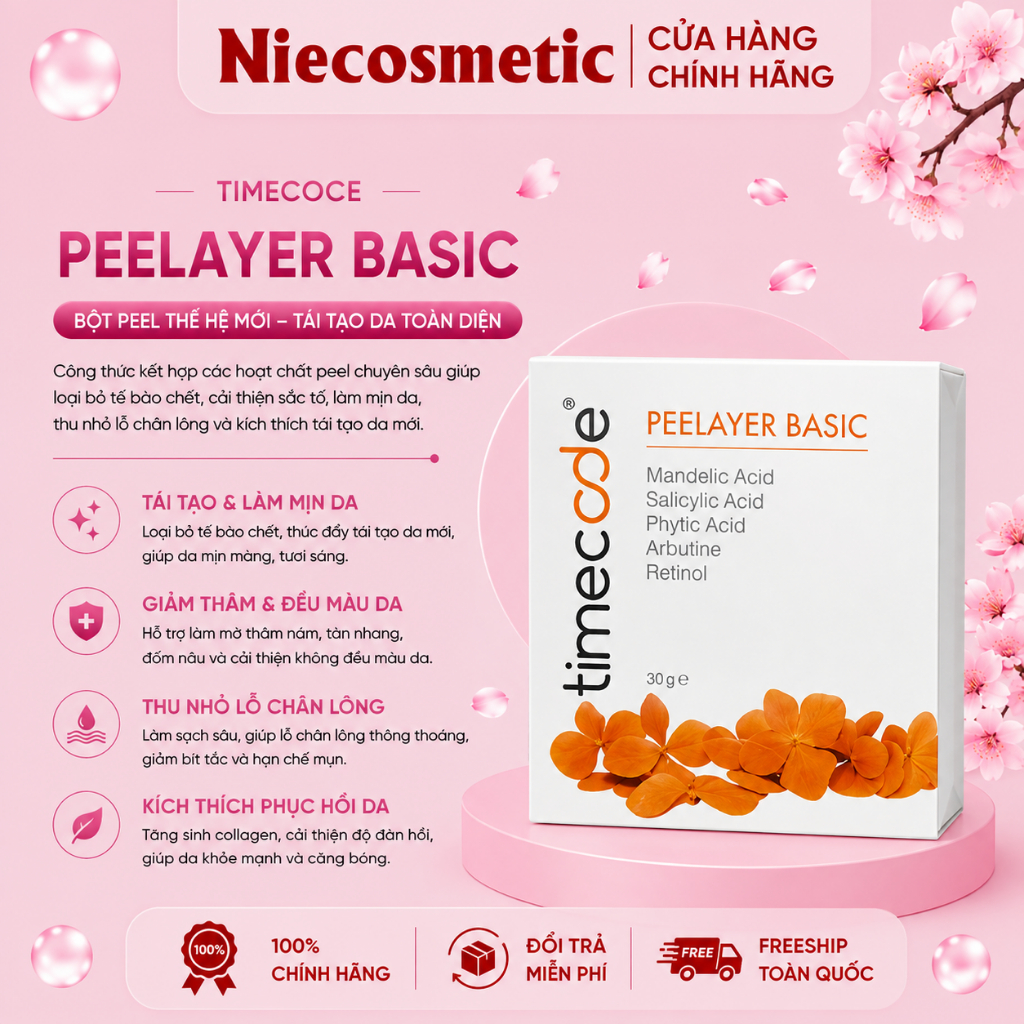 Kem peel TIMECODE Tây Ban Nha tái tạo làm sáng da chống lão hoá full 30g