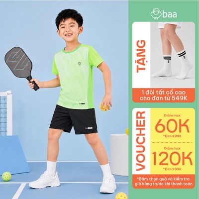 [Đơn 549k nhận 1 đôi vớ] Set bộ đồ thể thao bé trai bóng đá siêu nhẹ thoáng mát thấm hút 18-52 kg Baa Active QU46N