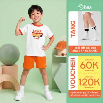 [Đơn 549k nhận 1 đôi vớ] Set Đồ Bộ Bé Trai Đi Học Mùa Hè Thun Cotton Mềm Mát, Thấm Hút, Thoáng Khí 10- 35kg Baababy DB04