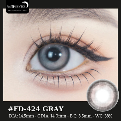 [6 tháng] Lens mắt FD-424 Gray màu xám loang viền đen nổi bật, size lớn - thương hiệu LUNA EYES
