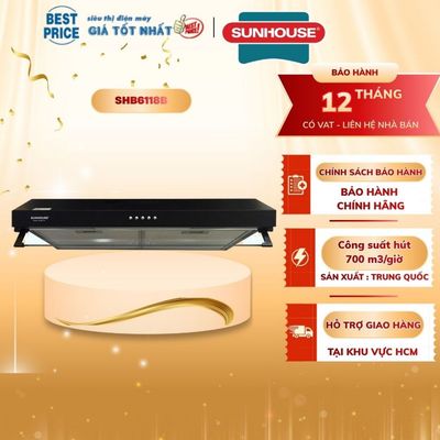 SHB6118B Máy hút mùi Sunhouse ngang 70cm, âm tủ kính thẳng, công suất 240W, tiết kiệm điện SHB6118B