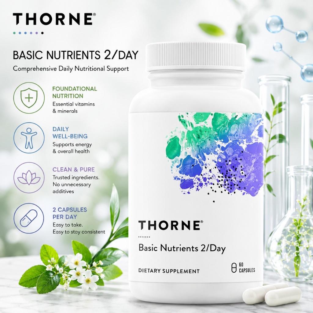 Thorne Basic Nutrients 2/Day 60 Viên Nang - Vitamin Tổng Hợp Hỗ Trợ Sức Khỏe Toàn Diện [Hàng Mỹ]
