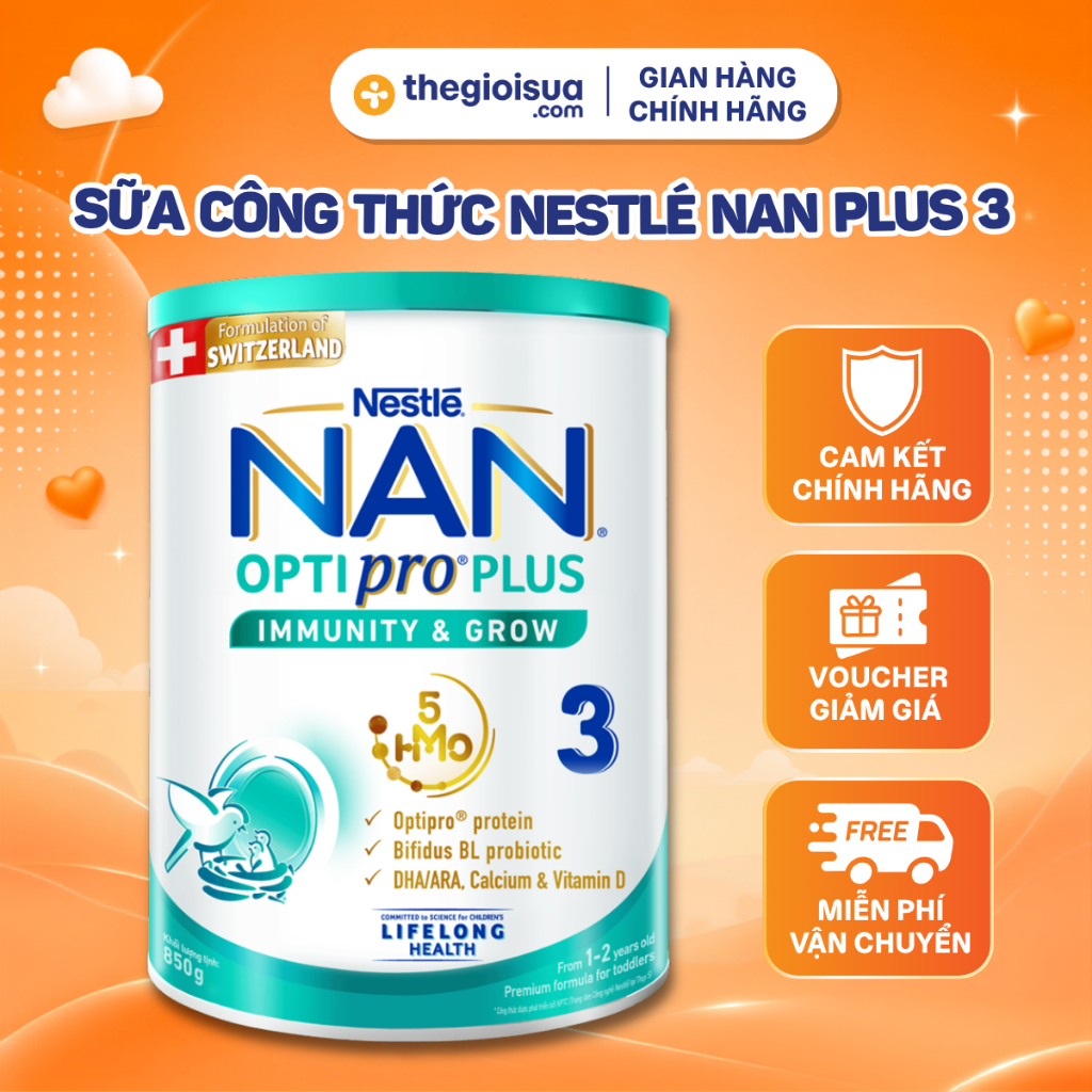 Sữa Bột Nestlé NAN OPTIPRO PLUS 3 800g Chính Hãng - Sữa Công Thức Cho Trẻ Từ 1-2 Tuổi - Chính hãng T