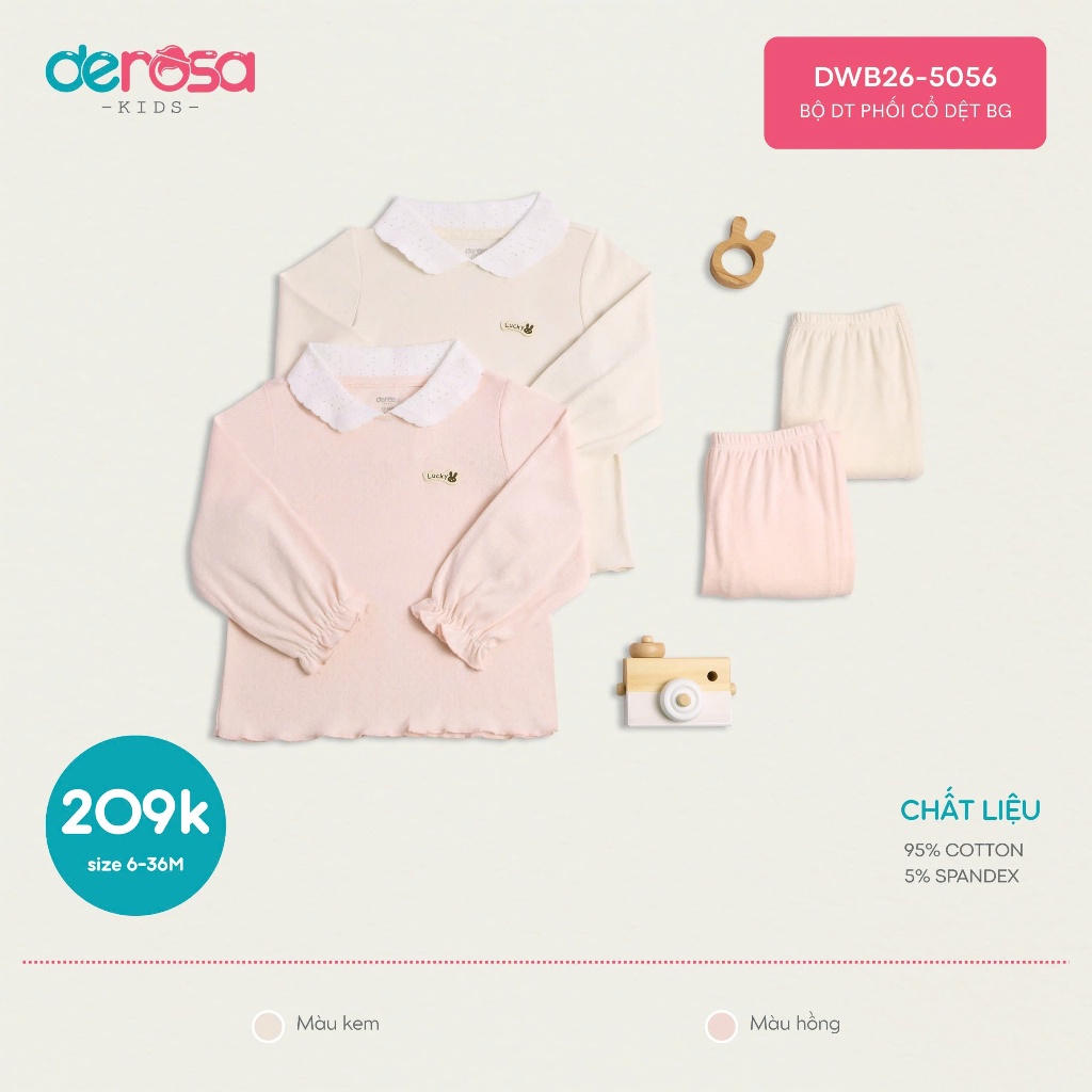 Bộ DT phối cổ dệt BG Derosa kids (6-36M) DWB26-5056