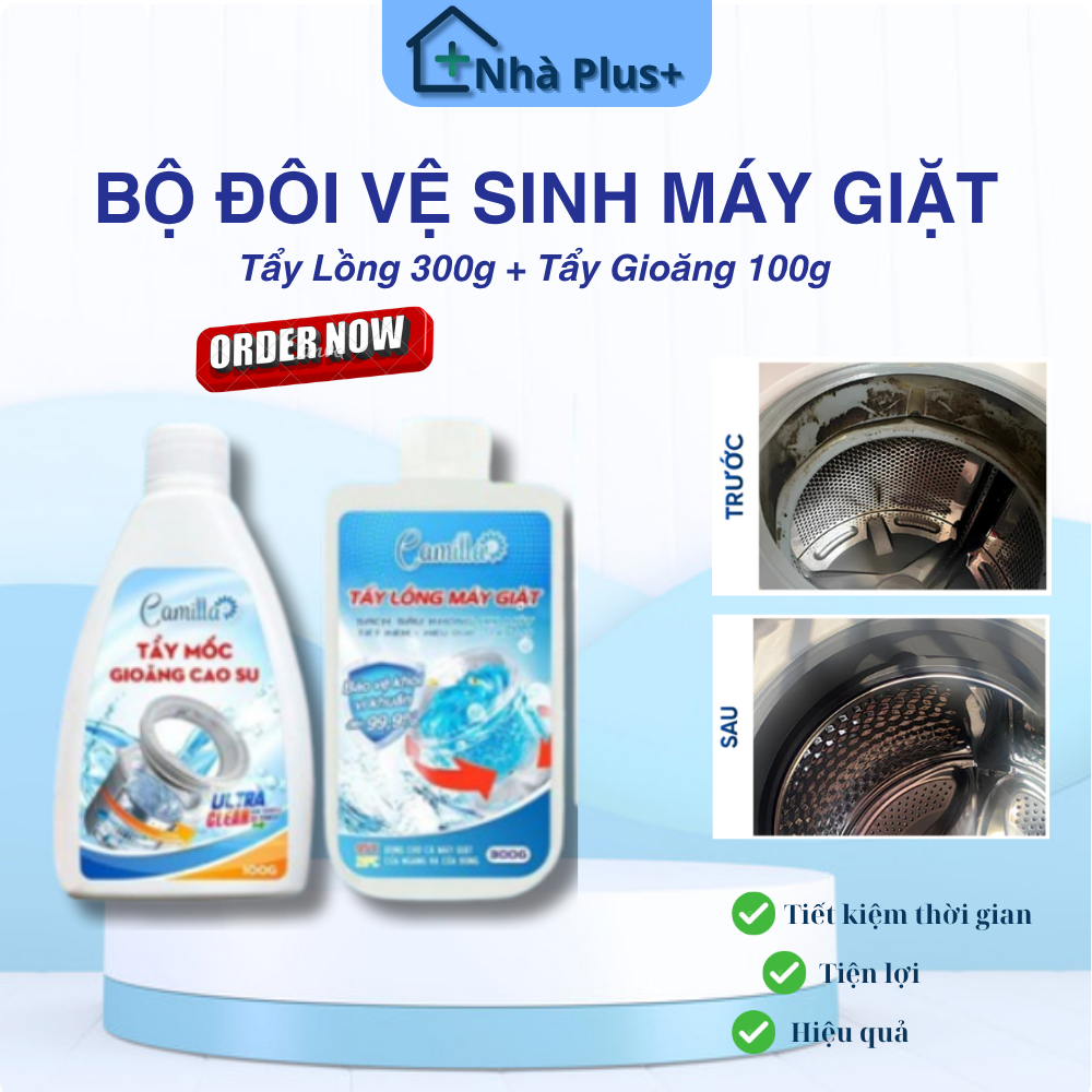 Combo tẩy lồng giặt Camilla 300g+tẩy mốc gioăng cao su Camilla 100g diệt khuẩn, làm sạch hiệu quả