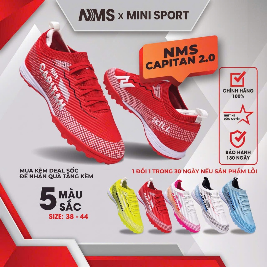 [HOT] Giày Đá Bóng Cỏ Nhân Tạo NMS CAPITAN 2.0 Đế Đinh TF Các Màu Sắc Tặng Kèm Tất- MINI Sport.