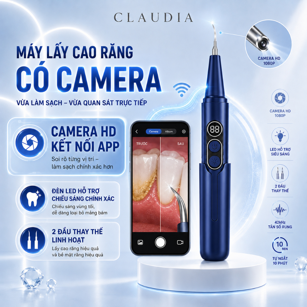 Máy lấy cao răng có camera giúp làm sạch dâu, loại bỏ cao răng CSSD90 Claudia Claudia