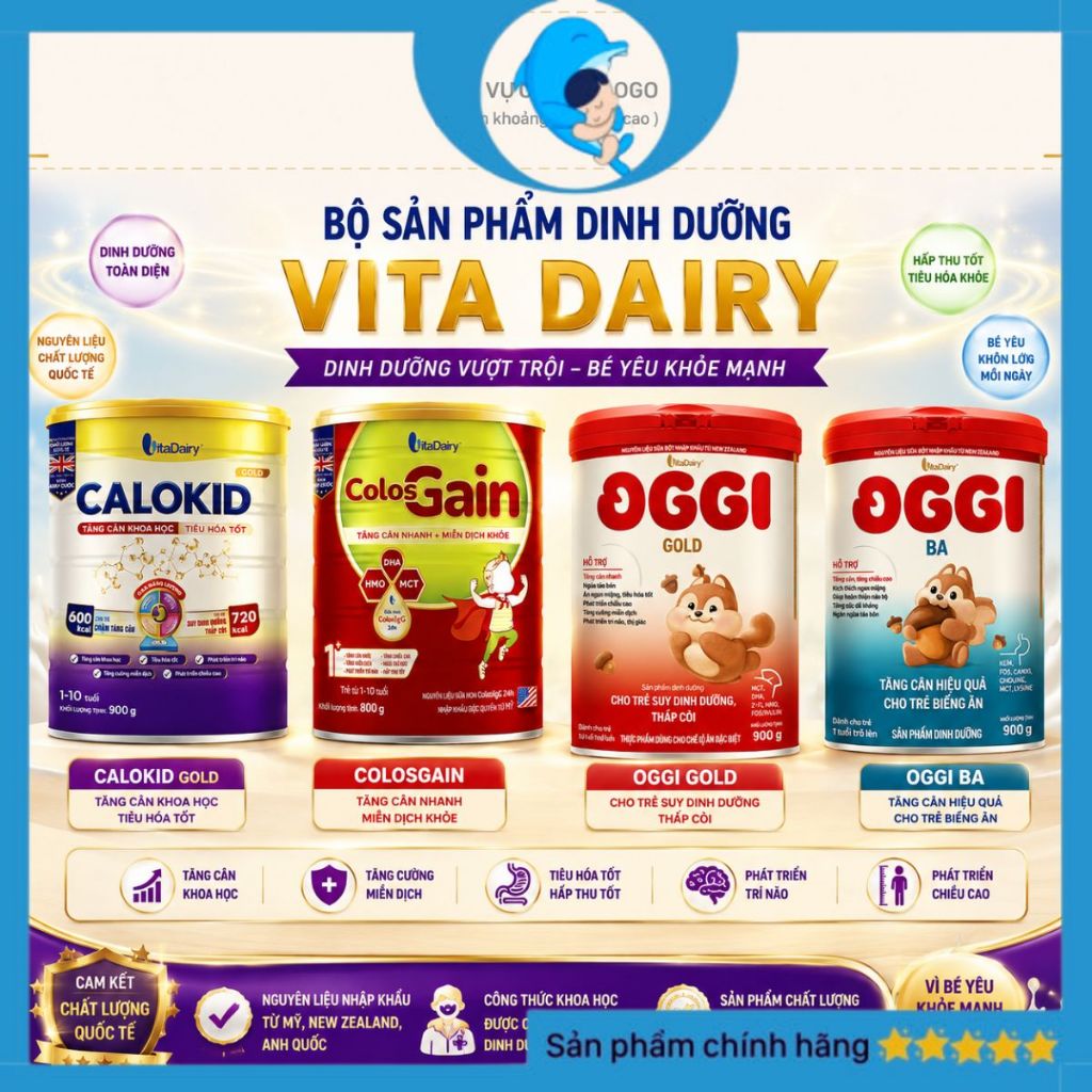 Sữa Bột Tăng Cân Biếng Ăn VitaDairy Chính Hãng - Colosgain / Calokid / Oggi Gold / Oggi BA  - Nhiều 