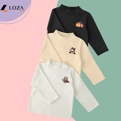 Áo giữ nhiệt cho bé trai chất cotton borip- Áo thu đông bé trai nhiều màu Loza Kids CE001