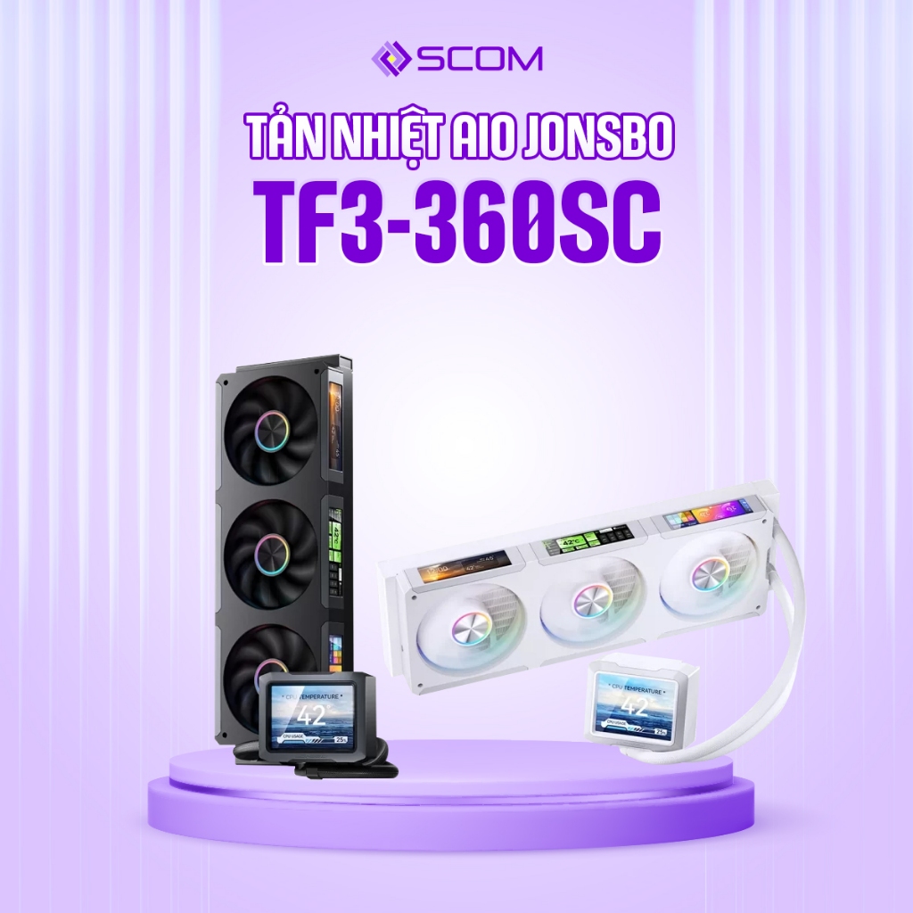 Tản Nhiệt AIO CPU Jonsbo TF3-360SC Tản Nước Ba Màn Hình LED ARGB 360 Sync Main Sync Hub
