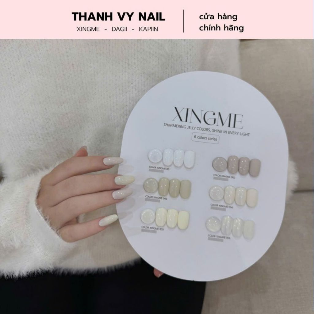 Sơn móng XINGME Nail gel sơn trắng Xingme 6 màu mã XM-07 kèm bảng màu ,sơn gel móng tay màu trắng {T
