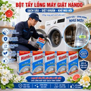 Bộ 5 hộp 10 gói bột vệ sinh tẩy lồng máy giặt Hando loại 100g/gói