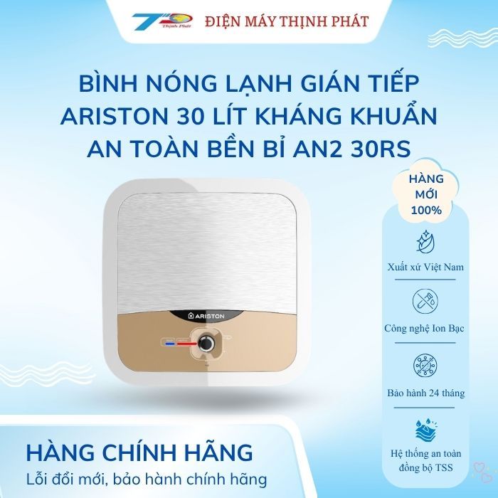 Bình Nóng Lạnh Gián Tiếp Ariston 30 Lít Kháng Khuẩn An Toàn Bền Bỉ AN2 30RS| Bảo Hành Chính Hãng