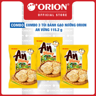 Combo 3 túi Bánh Gạo Nướng Orion An Vừng 115.2g