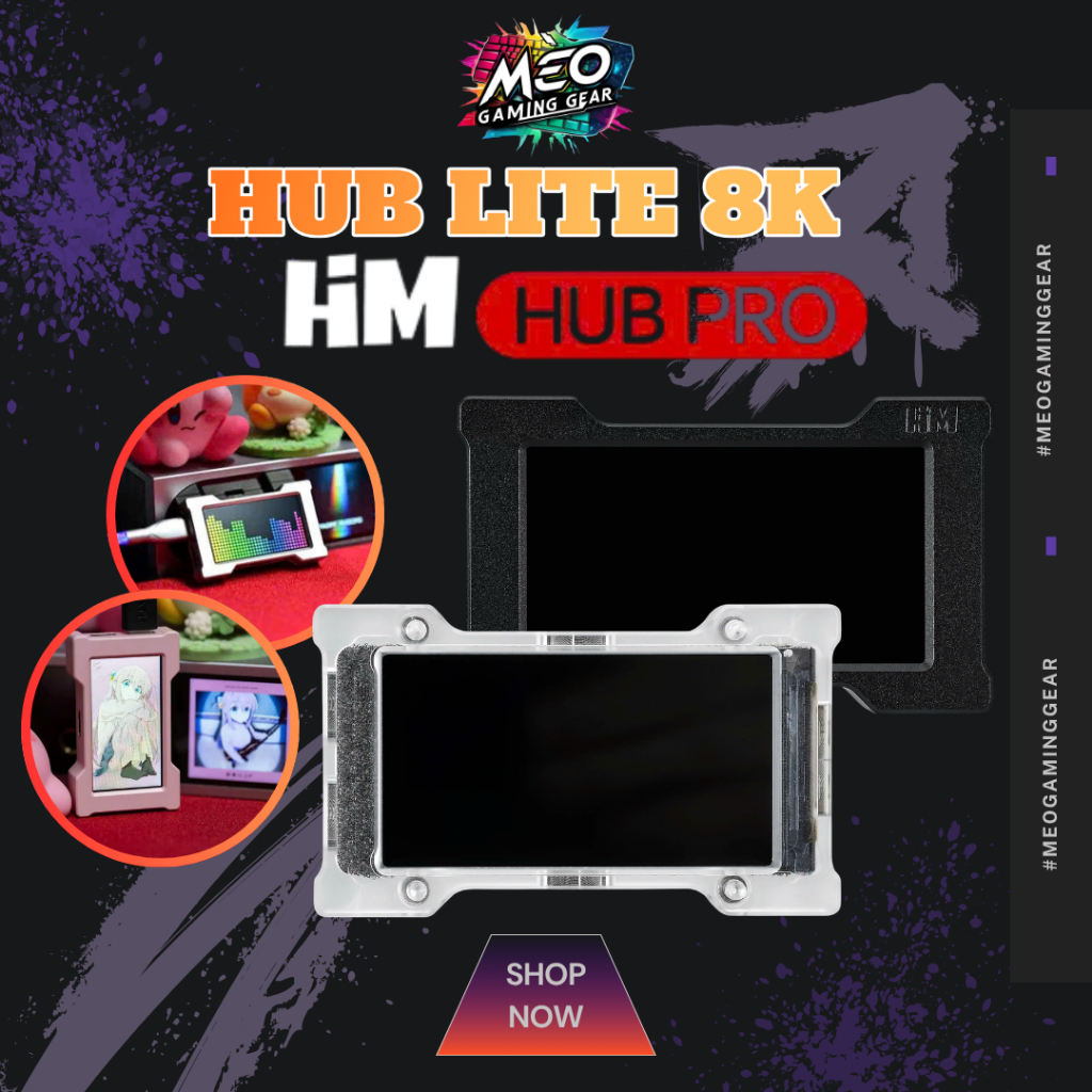 Bộ Chia Cổng HMLAB HUB 8K Gaming - Màn hình IPS - 3 Cổng Output - 8K Polling Rate - Nhôm Anodized
