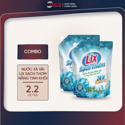Combo 2 túi nước xả làm mềm vải Lix - hương nắng tinh khôi 2.2L/ túi - 00104