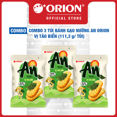 Combo 3 Túi Bánh Gạo Nướng An Orion vị Tảo Biển 111.3g/Túi
