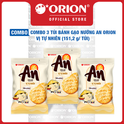 Combo 3 Túi Bánh Gạo Nướng Orion An Vị Tự Nhiên 151,2g/Túi