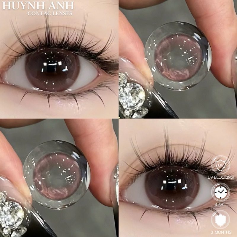 Lens Mắt Kính Áp Tròng nâu hồng ánh tím Light Brown Dia 14.5mm Gdia 14.1mm