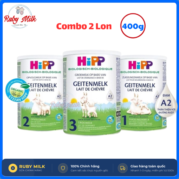 [Combo 2 lon] Sữa dê HiPP 1, 2 Organic Lon 400g, Cho bé dị ứng đạm bò