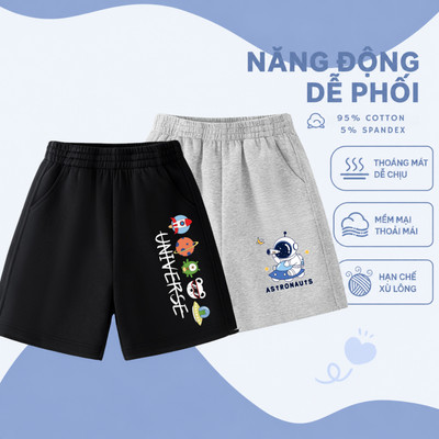 Quần đùi cho bé trai chất cotton in nhiều hình- Quần đùi cho bé cân nặng từ 15-40kg Loza Kids QU001
