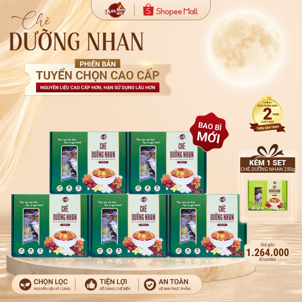 Combo 5 Hộp Chè Dưỡng Nhan Phiên Bản Nâng Cấp 14 Vị - Tặng 1 Set Chè Dưỡng Nhan 250g