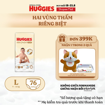 Tã quần Huggies Skin Perfect Super Jumbo M70+2/ L60+2/ XL52+6/ XXL48+6 với 2 vùng thấm giảm kích ứng da