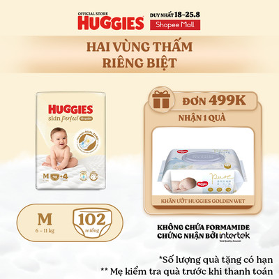 Tã quần Huggies Skin Perfect Mega Jumbo M98/ L88/XL72+4/XXL64+4 2 vùng thấm giảm kích ứng da