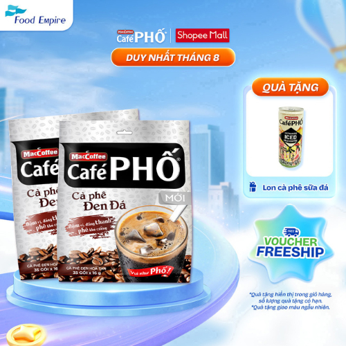 Combo 2 Túi cà phê Phố Đen Đá MacCoffee (560gr - 16gr x 35 gói)
