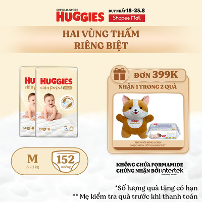 Combo 2 Tã quần Huggies Skin Perfect Super Jumbo M70+2/ L60+2/ XL52+6/ XXL48+6 miếng với 2 vùng thấm giảm kích ứng da