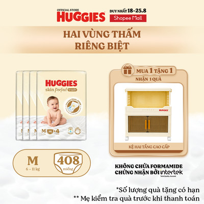 Combo 4 Tã quần Huggies Skin Perfect Mega Jumbo M98/ L88/ XL72/ XXL64  2 vùng thấm giảm kích ứng da